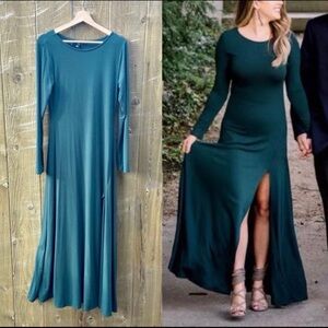Dusty Forest Green Long Sleeve Maxi Dress 🌿